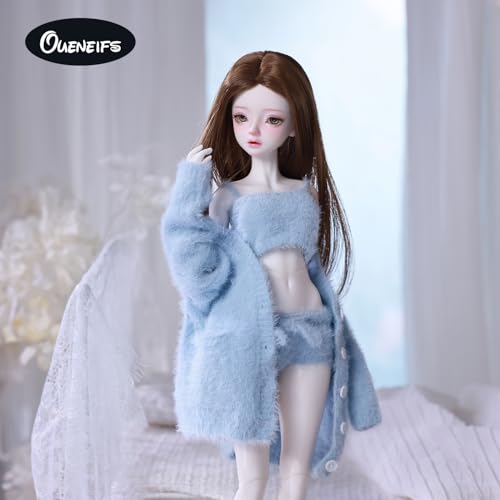 Oueneifs Doll Clothes Set for BJD Resin Toy Accessories Cardigan Vest Pants Blue for 13 BJD - Image 5