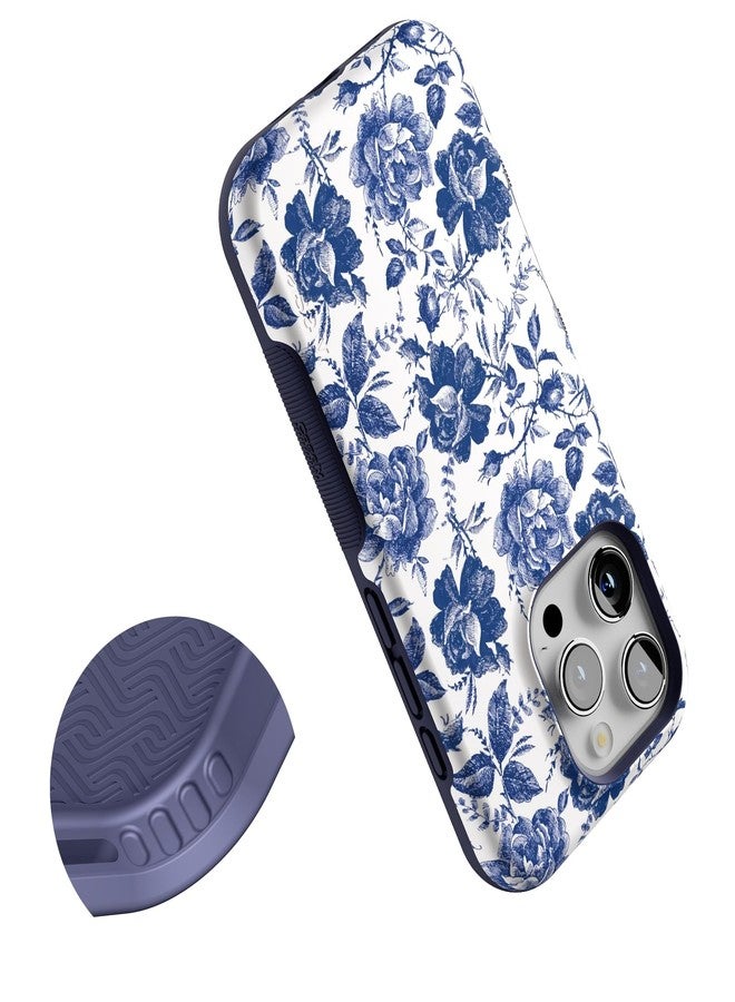 Casely iPhone 16 Pro Case | Rose to Fame | Blue & White Rose Floral | Bold Protective Case Design | Compatible with MagSafe - Image 5