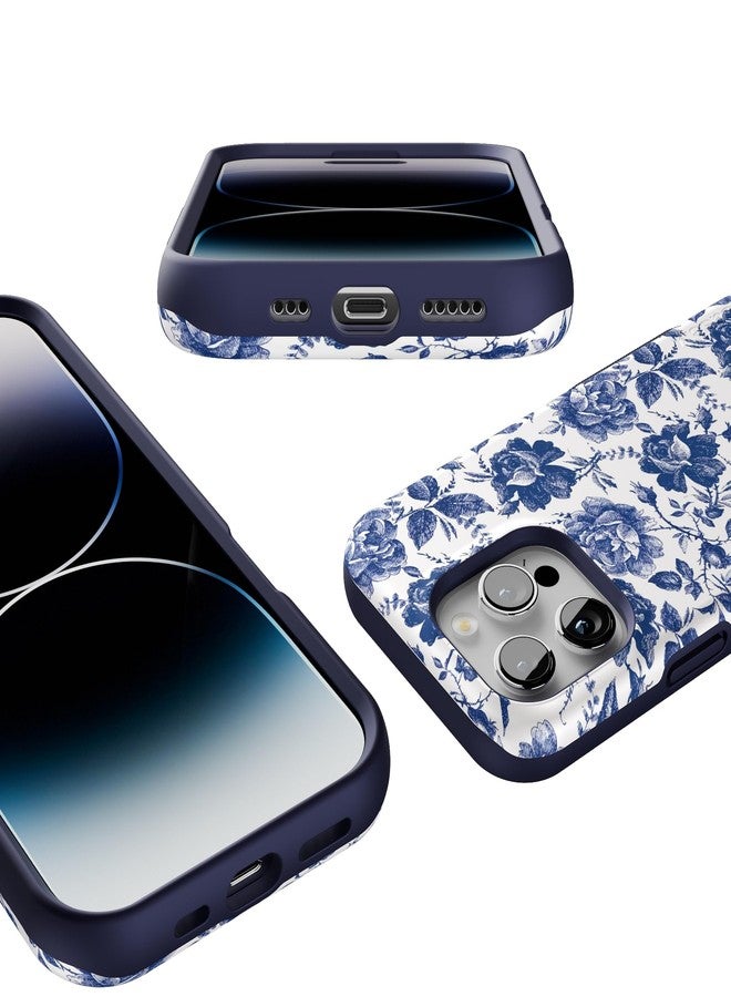 Casely iPhone 16 Pro Case | Rose to Fame | Blue & White Rose Floral | Bold Protective Case Design | Compatible with MagSafe - Image 3