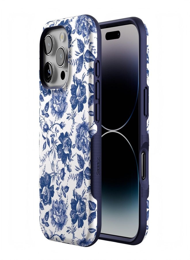 Casely iPhone 16 Pro Case | Rose to Fame | Blue & White Rose Floral | Bold Protective Case Design | Compatible with MagSafe - Image 2
