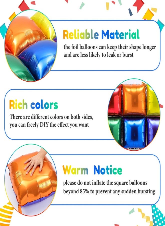 Charnoel 36 Pcs Rainbow Birthday Decorations Balloons Brick Square Foil Balloon Wall Backdrop Arch Kit Double Sided Metallic for Cartoon Video Game Party Supplies(Red Yellow Blue Green Orange Purple) - Image 4
