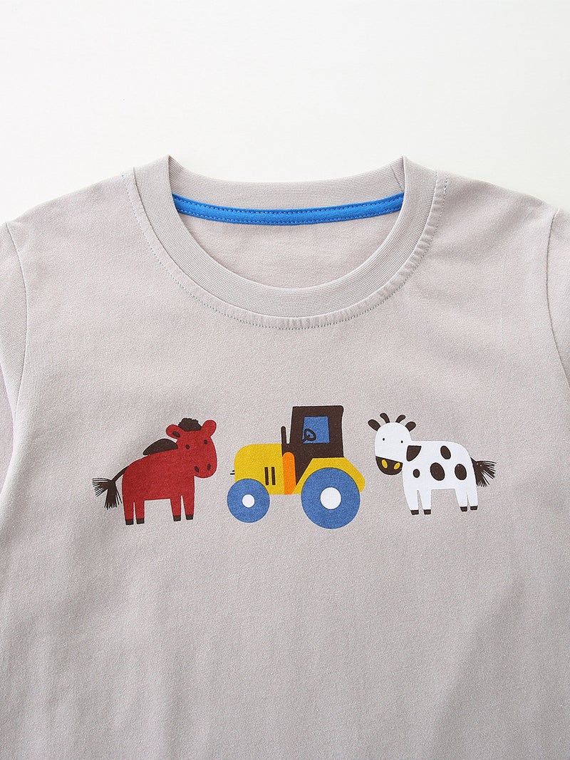 Autumn New Fashion Boys T-Shirt Style Round Neck Children'S Long Sleeve T Needle Cotton Animal Print Children'S Top - Image 5