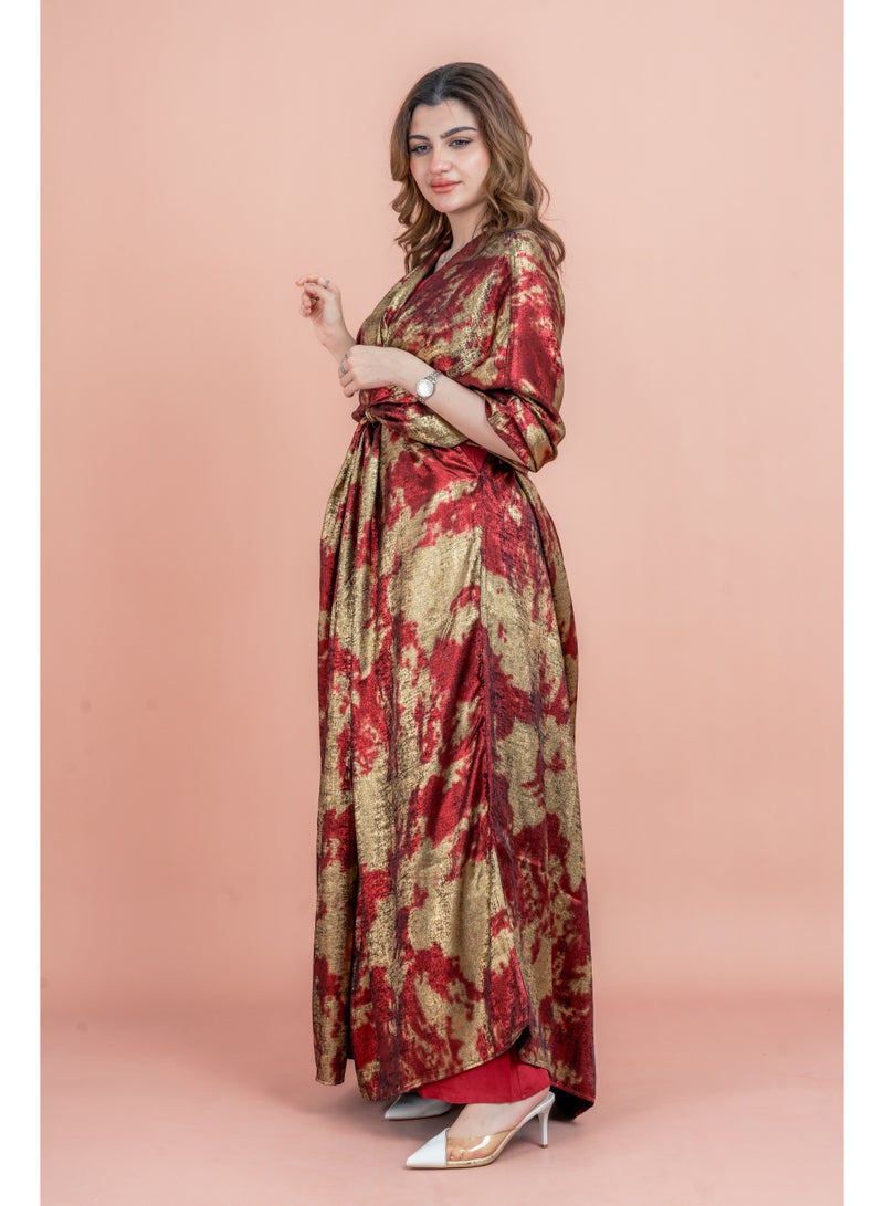 اكسا جلابية أنيقة بتصميم ملفوف لامع - Image 3