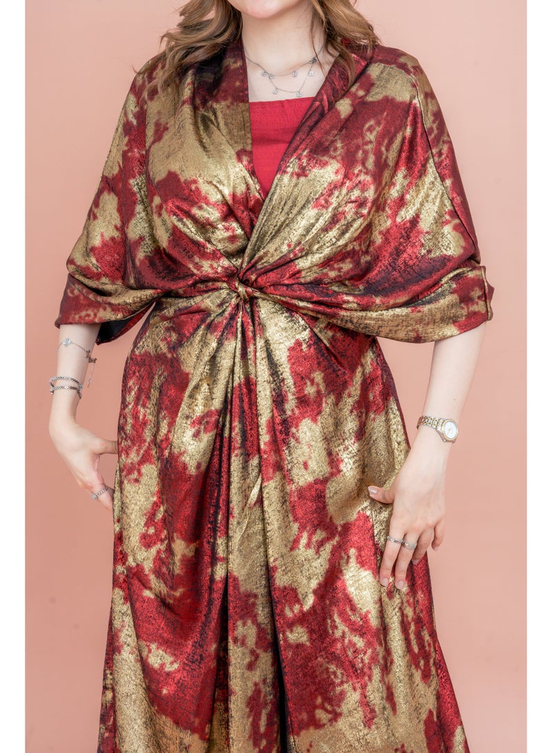 اكسا جلابية أنيقة بتصميم ملفوف لامع - Image 4