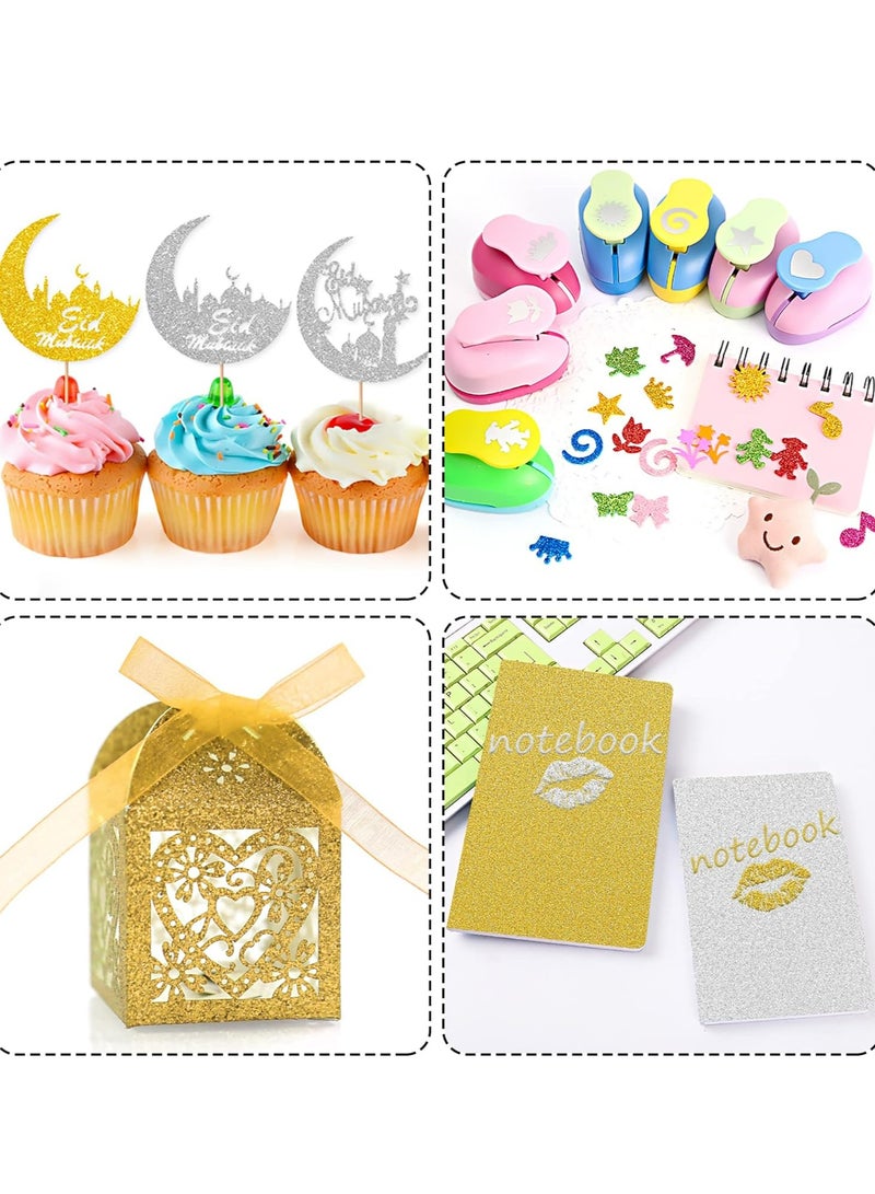 Oasisgalore 10 Sheets  Glitter Gold Cardstock Paper, A4 Premium Craft Paper Cards - Image 5