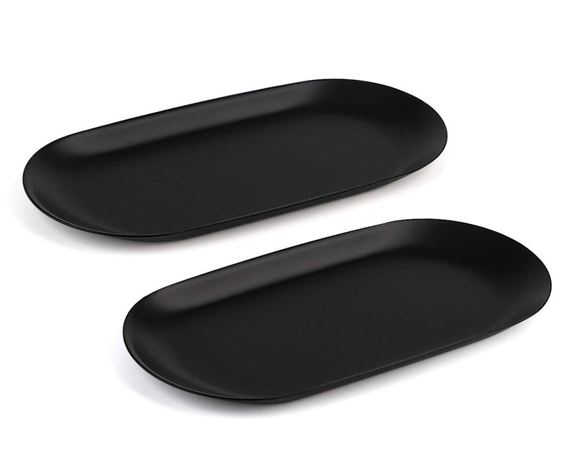 Dedoot Dedoot Metal Tray Black Tray 2 Pack Metal Bathroom Tray Towel Paper Cosmetics Jewelry Vanity Organizer Small Tray Plate for Counter 7 inch 