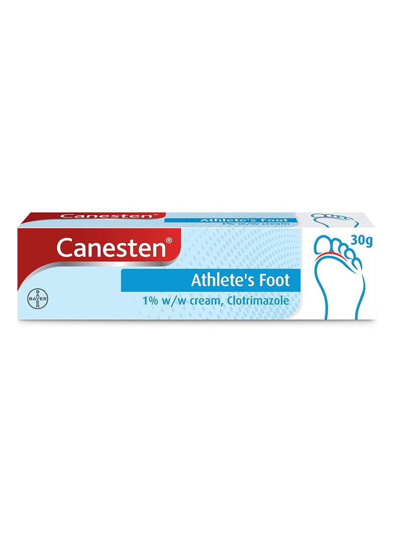 Canesten - Athletes Foot Cream, Dual Action, Clotrimazole, Antifungal, Antibacterial 30g - Image 1