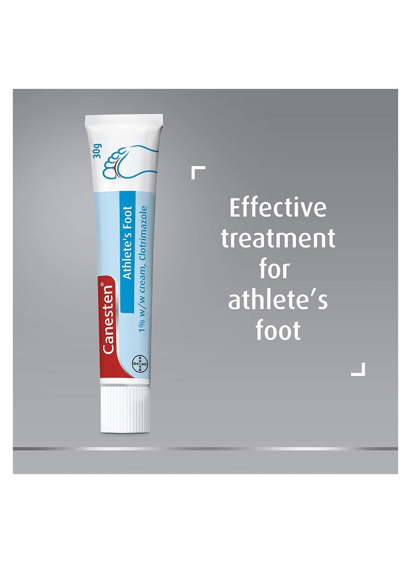 Canesten - Athletes Foot Cream, Dual Action, Clotrimazole, Antifungal, Antibacterial 30g - Image 1