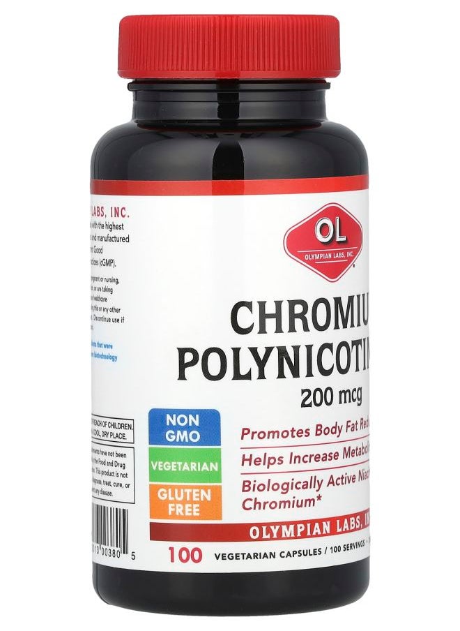 Olympian Labs Chromium Polynicotinate 200 mcg 100 Vegetarian Capsules  - Image 2