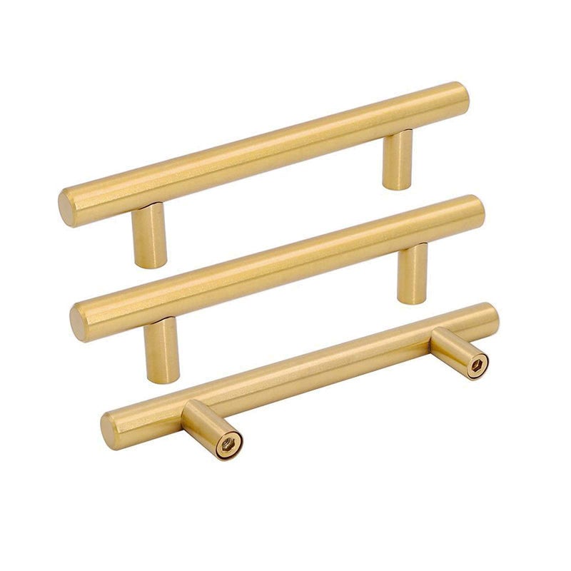 goldenwarm 5 pcs Brushed Brass Cabinet Handles 3-3/4in Gold Drawer Pulls Cupboard Bathroom Handles 96mm Hole Centers - LS201GD96 Kitchen Cabinet Hardware 6in Overall Length - Image 1
