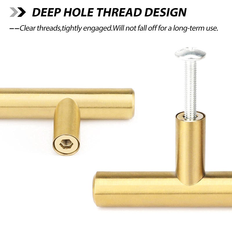 goldenwarm 5 pcs Brushed Brass Cabinet Handles 3-3/4in Gold Drawer Pulls Cupboard Bathroom Handles 96mm Hole Centers - LS201GD96 Kitchen Cabinet Hardware 6in Overall Length - Image 3