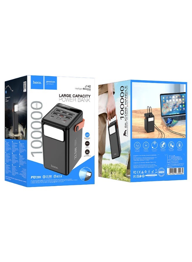 hoco. J142 Surpass 1 Lakh (100000mAh) Large Capacity Power Bank 22.5W Fast Charging PD20W Portable Charger with LED Display for Travel & Outdoor – 1 Year Warranty - Image 2
