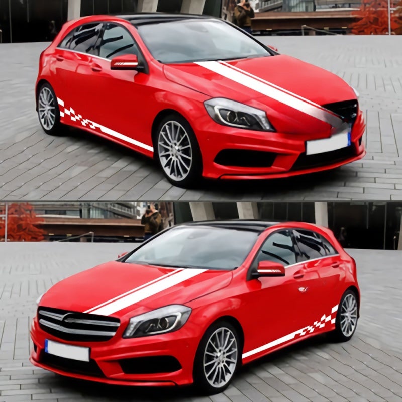 Car Side Door Sticker: White Premium PVC Self-Adhesive - Stylish Long-Lasting Flexible Racing Decal for Vehicle Decoration - Image 5