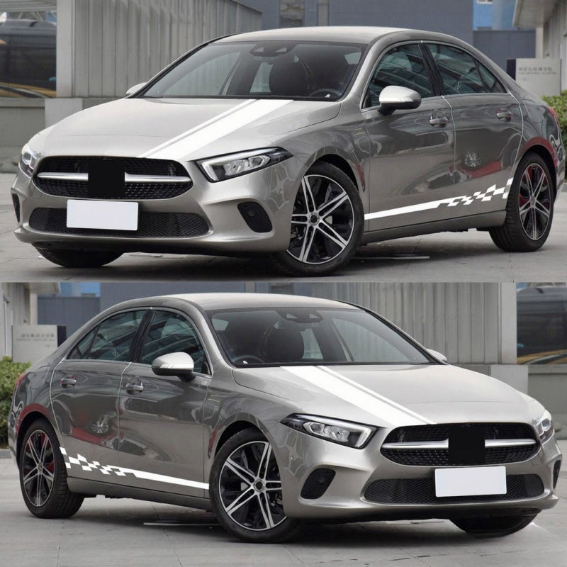 Car Side Door Sticker: White Premium PVC Self-Adhesive - Stylish Long-Lasting Flexible Racing Decal for Vehicle Decoration - Image 3