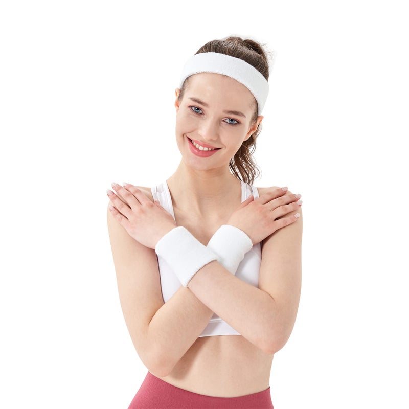 Mallofusa 10 Pack Colorful Sports Basketball Football Absorbent Wristband Party Outdoor Activity (White) - Image 5