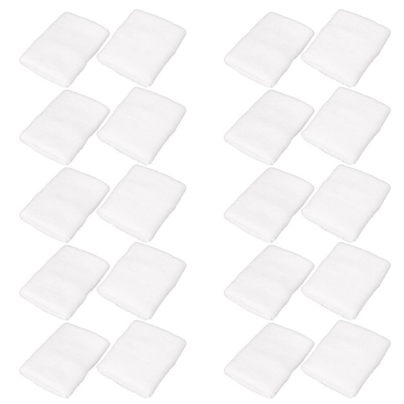 Mallofusa 10 Pack Colorful Sports Basketball Football Absorbent Wristband Party Outdoor Activity (White) - Image 1