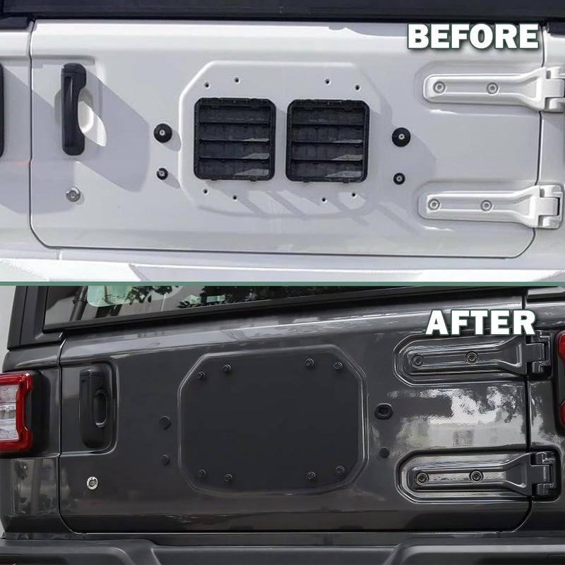Phamyor Aluminum Spare Tire Carrier Delete Filler Plate with Bolts & Tailgate Rubber Plugs for Jeep Wrangler JL JLU (2018-2023) - Image 4