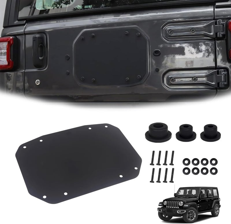 Phamyor Aluminum Spare Tire Carrier Delete Filler Plate with Bolts & Tailgate Rubber Plugs for Jeep Wrangler JL JLU (2018-2023) - Image 1