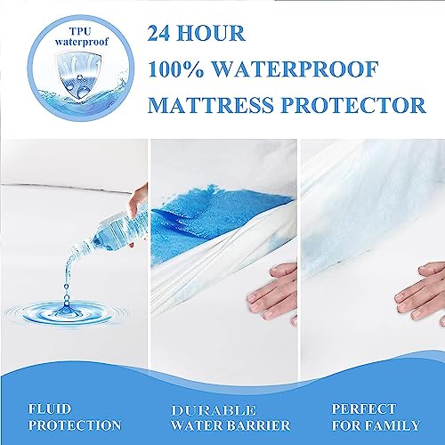 Softhour 2 Pack Twin XL Size Premium Waterproof Mattress Protector,Soft Breathable College Dorm Pad Cover,Noiseless Bed Cover - Stretch to 21''Fitted Deep Pocket Protection - Image 3