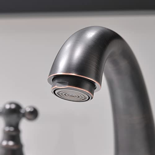 Phiestina 8 Inch 3 Hole Oil Rubbed Bronze Widespread Bathroom Faucet,Lavatory 2 Handles Vanity Sink Faucet with Copper Pop Up Drain, WF008-4-ORB - Image 4