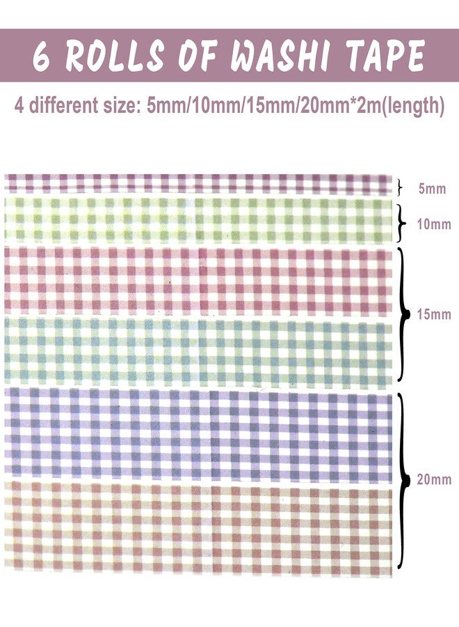 Lakeer Grid Series Washi Tape (Pack of 6) | Tapes for Scrapbooking, DIY Craft, Decoration, Gift Wrapping, etc, (Mult) - Image 5