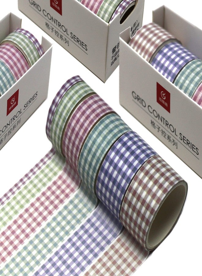 Lakeer Grid Series Washi Tape (Pack of 6) | Tapes for Scrapbooking, DIY Craft, Decoration, Gift Wrapping, etc, (Mult) - Image 1