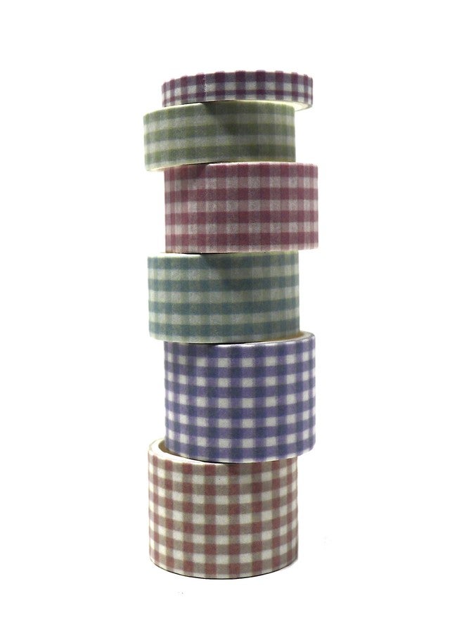 Lakeer Grid Series Washi Tape (Pack of 6) | Tapes for Scrapbooking, DIY Craft, Decoration, Gift Wrapping, etc, (Mult) - Image 3
