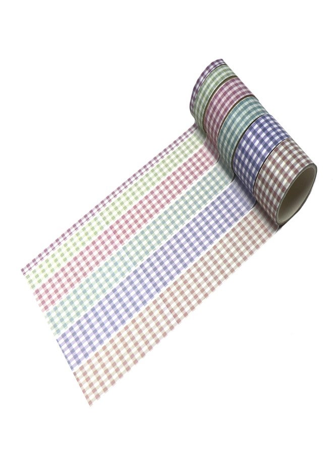Lakeer Grid Series Washi Tape (Pack of 6) | Tapes for Scrapbooking, DIY Craft, Decoration, Gift Wrapping, etc, (Mult) - Image 4
