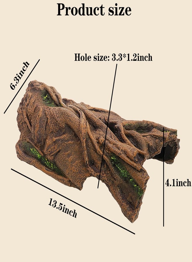 WQLLWFC Lizard Snake or Reptile Hide& Amphibian Habitat Hideouts, Resin Log Hide Cave Ideal for Bearded Dragons, Snakes, and Geckos Used for Crested Gecko，Ball Python Tank Accessories - Image 5