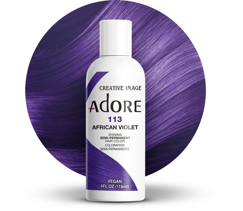 Adore Semi Permanent Hair Color (113 African Violet) | Vegan & Cruelty-Free Purple Hair Dye | No Ammonia, No Peroxide, No Alcohol | 4 Fl Oz - Image 1