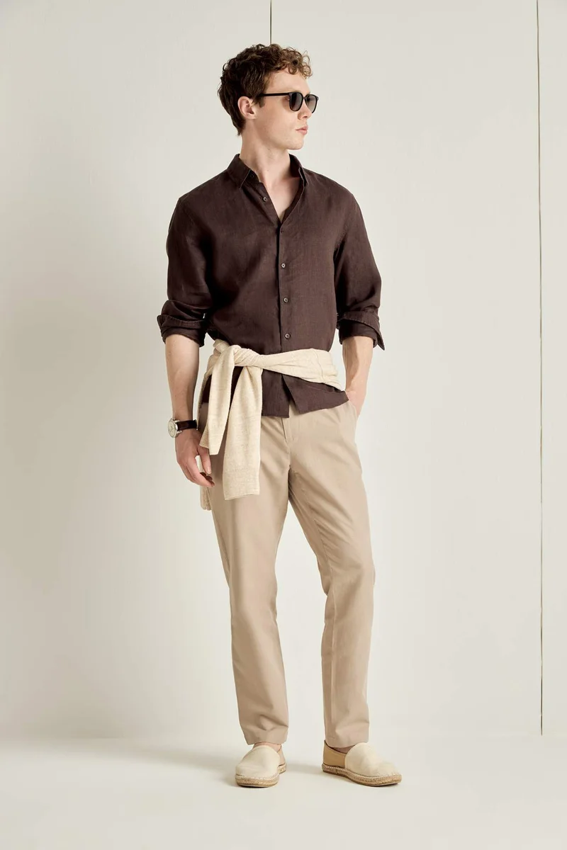 Regular Fit Cotton Linen Trousers