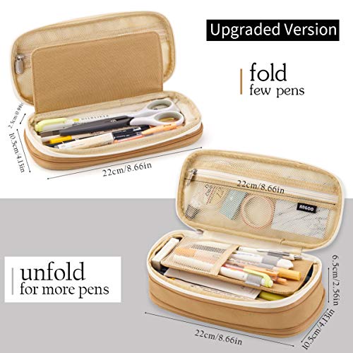 EASTHILL Big Capacity Pencil Pen Case Office College School Large Storage High Capacity Bag Pouch Holder Box Organizer Khaki - Image 2