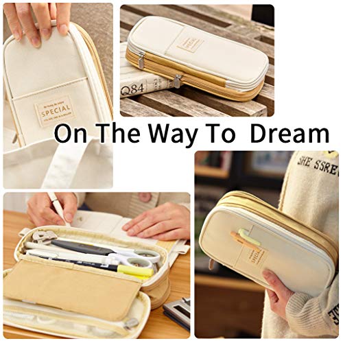 EASTHILL Big Capacity Pencil Pen Case Office College School Large Storage High Capacity Bag Pouch Holder Box Organizer Khaki - Image 5