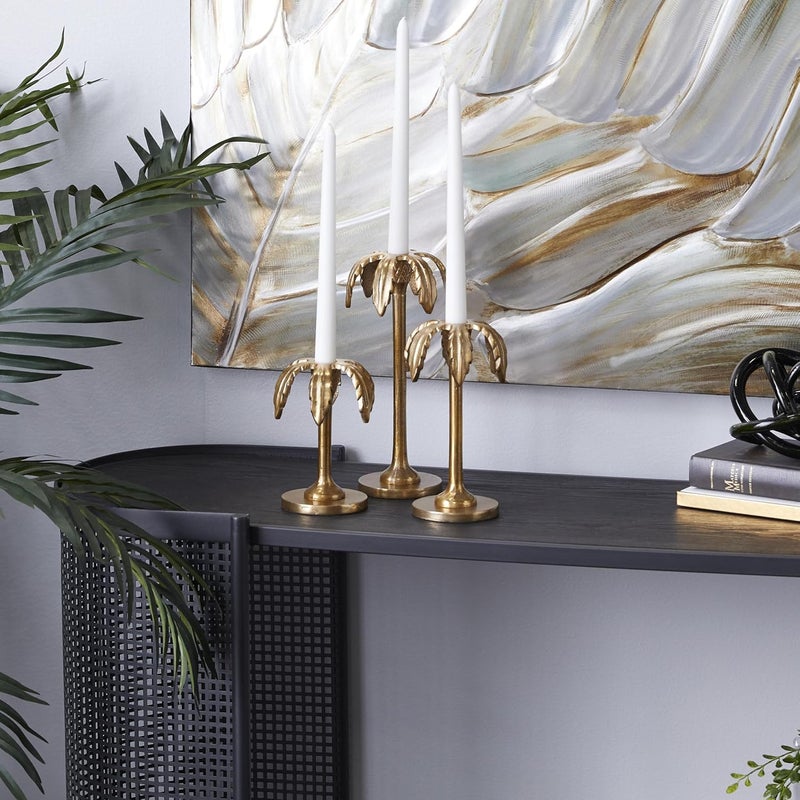 Deco 79 Versatile application Aluminum Metal Decorative Candle Holder Candle Stand, Set of 3 Candlestick Holder 6", 8", 10"H, Gold Long term heavy use compatible - Image 2