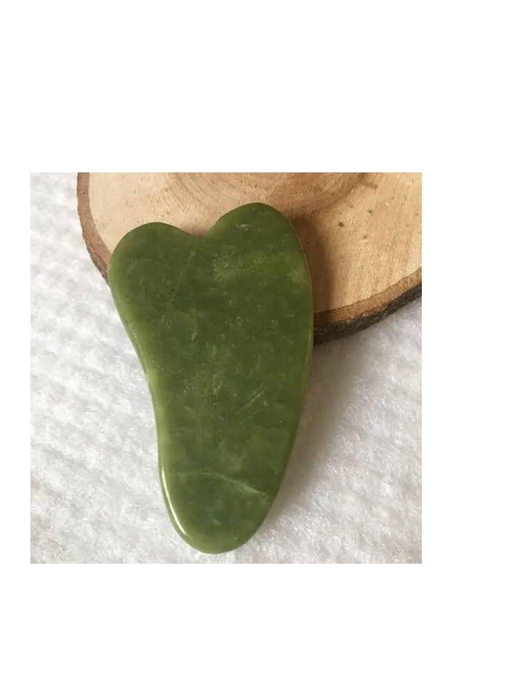 maya accessorie Gua Sha Facial Tool Natural Guasha Jade Stone GuaSha Board Gua Sha Sc Massage Tool with Smooth Edge for Physical Therapy and SPA Acupuncture Therapy Used for Face Eyes Neck and Body(Green) - Image 1