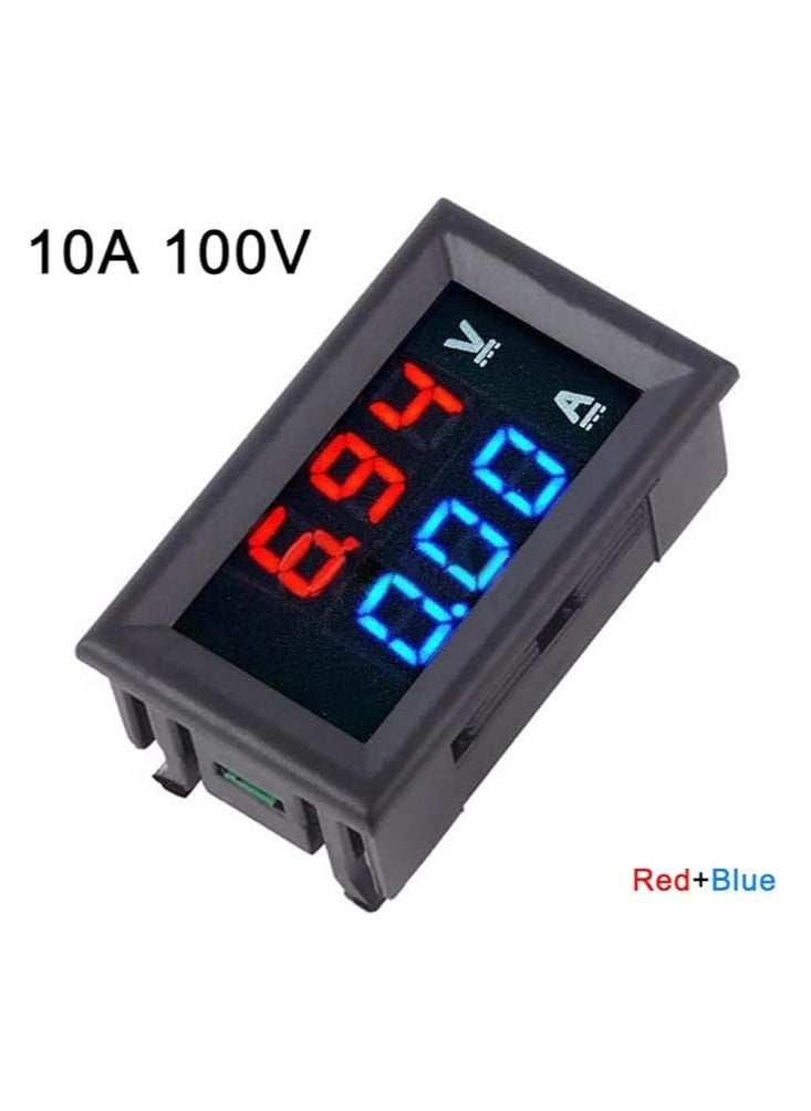Generic LED Voltmeter Ammeter, Red and Blue Digital Multimeter Display Voltage Current Tester,DC 0-100V 10A Detector Voltage Current Meter Panel Amp Volt Gauge  - Image 2
