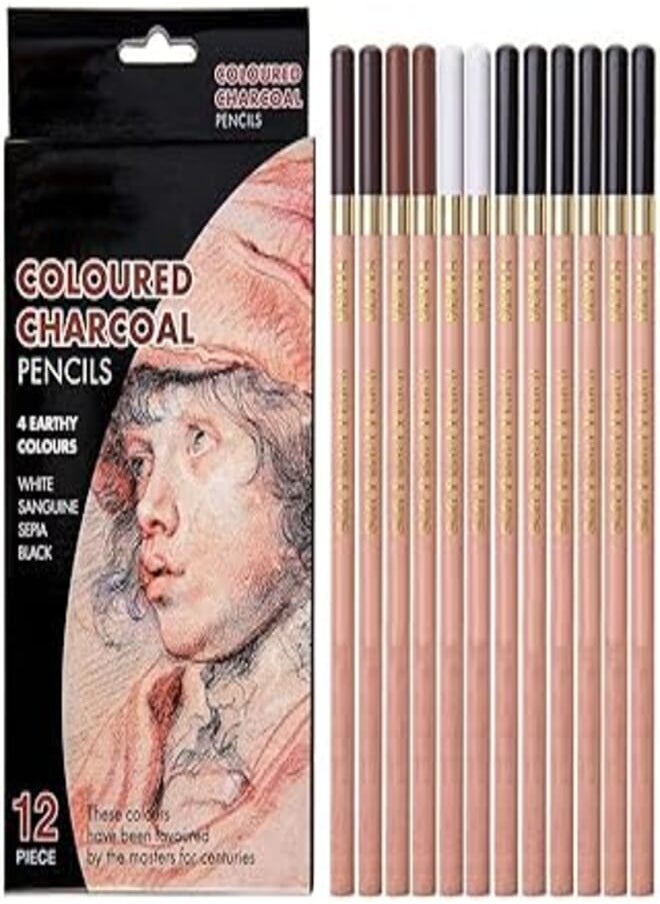Garosa - 12 PCS 4 Colors Sketch Pencils Set Professional Art Charcoal Drawing Paint Pen - Image 1