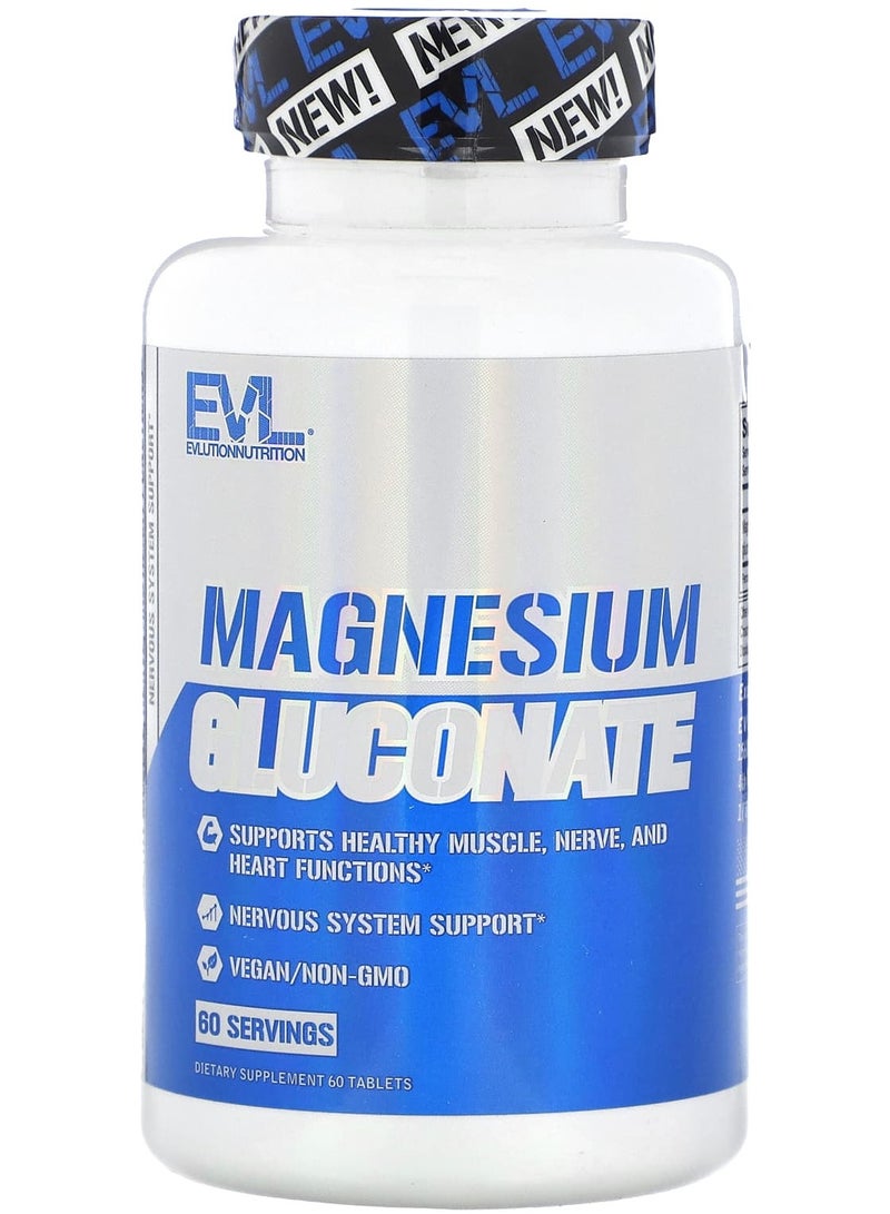 EVLUTION NUTRITION Magnesium Gluconate, 60 Tablets