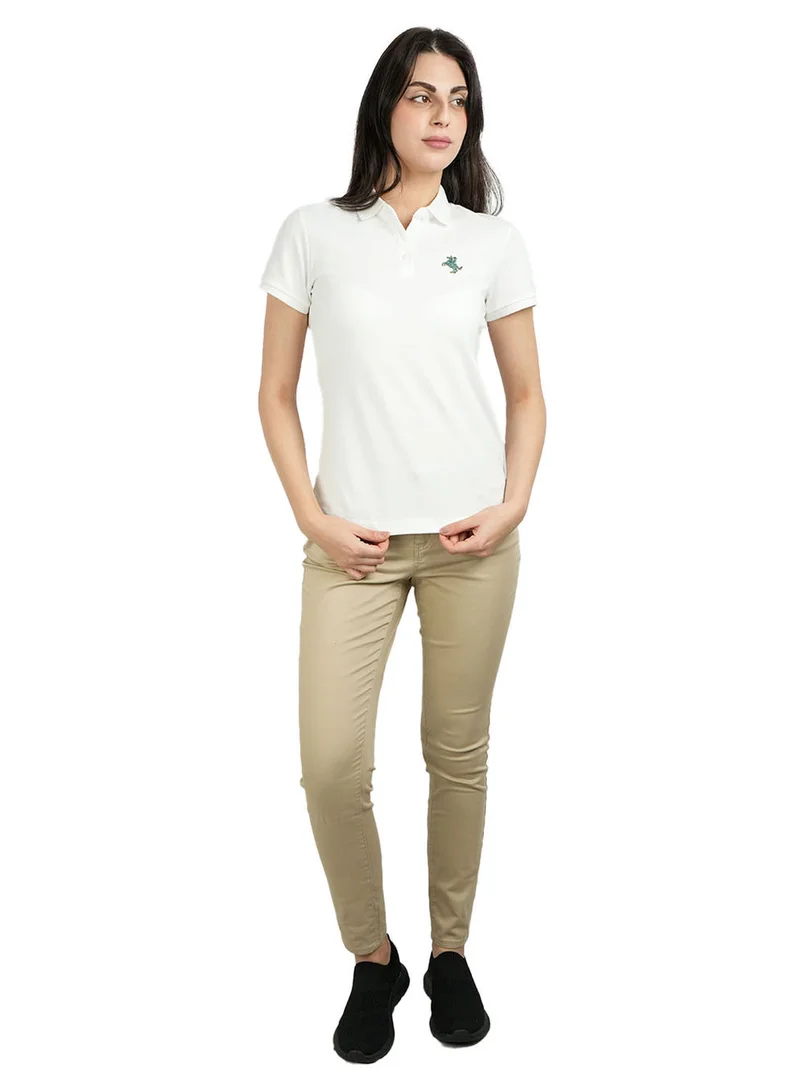 GIORDANO Women's Slim Fit Pique Bold Polo with Embroidery