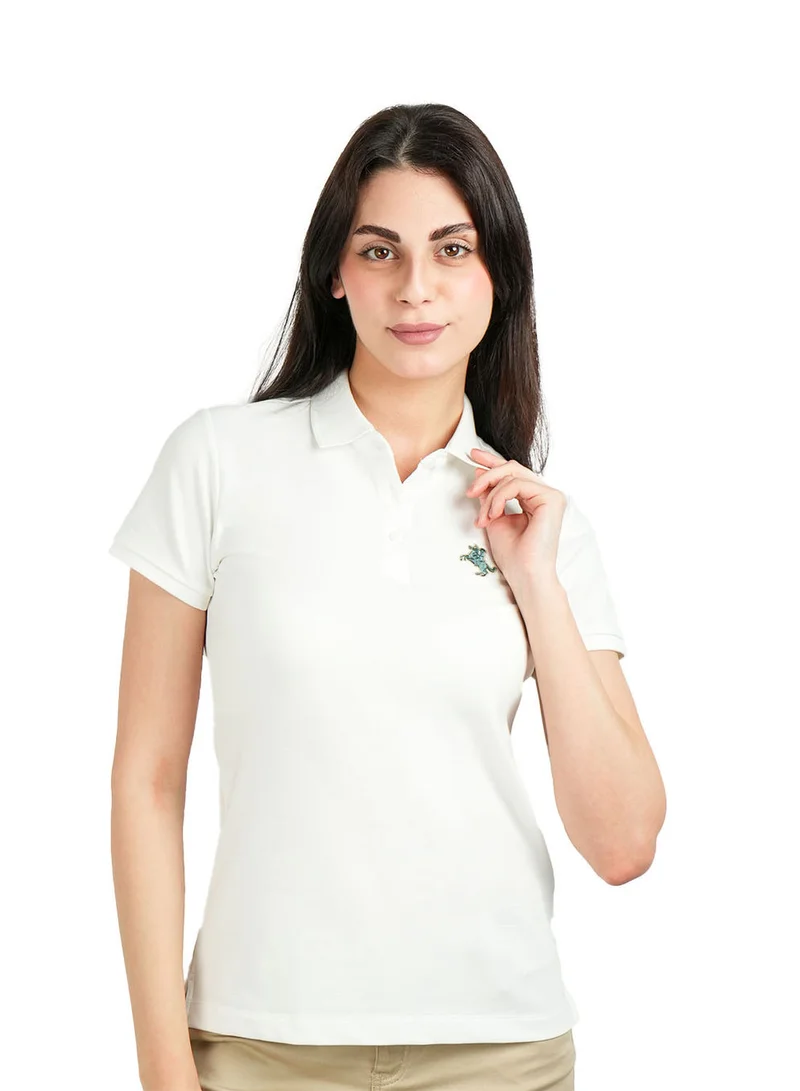 GIORDANO Women's Slim Fit Pique Bold Polo with Embroidery