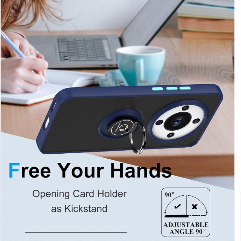 Dark Green Rotating Stand Shockproof Matte Case with Magnetic Ring Holder for Honor Magic5 Pro/Magic6 Pro/Magic7 Pro/Magic8 Pro/Magic5 Lite/Magic6 Lite/Magic7 Lite/Magic8 Lite/X7c/X8c/X9C 5G/X9c Smart 5G/X9A/X9B/X7D/Honor 400/Honor 400 Lite - Image 5