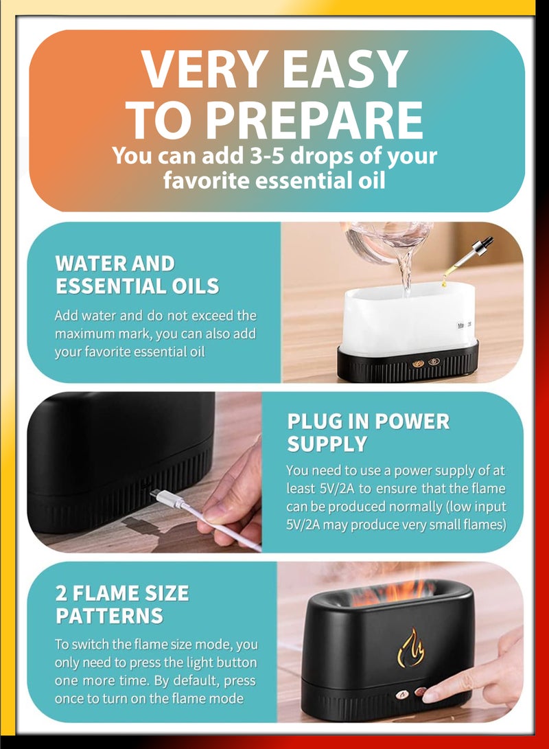 DBLEW Aromatherapy Cold 3D Flame Water Diffuser with Warm LED Shadow Play Essential Oil Aroma Mist Maker Fragrance Humidifier Air Freshener and Ambient Light Night Lamp Sleep Atomizer For Home Office - Image 2