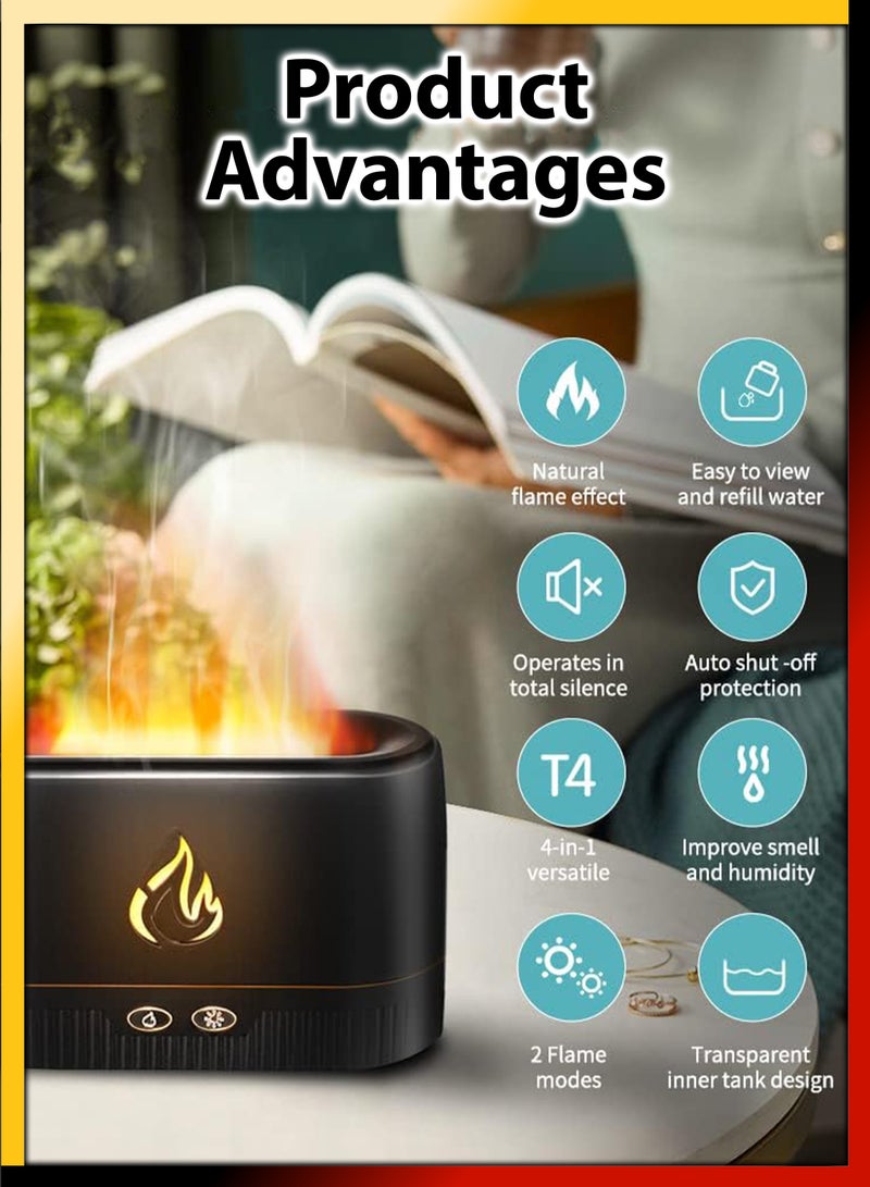 DBLEW Aromatherapy Cold 3D Flame Water Diffuser with Warm LED Shadow Play Essential Oil Aroma Mist Maker Fragrance Humidifier Air Freshener and Ambient Light Night Lamp Sleep Atomizer For Home Office - Image 3