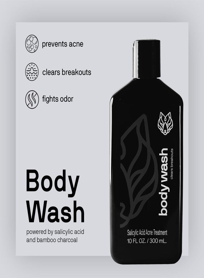 Black Wolf Salicylic Acid Body Wash for Men - 10 Fl Oz Men's Acne Body Wash - Charcoal Helps Reduce Acne Breakouts & Cleanse Your Skin - Full Coverage & Deep Clean Treatment - Men's Bodywash - Image 2