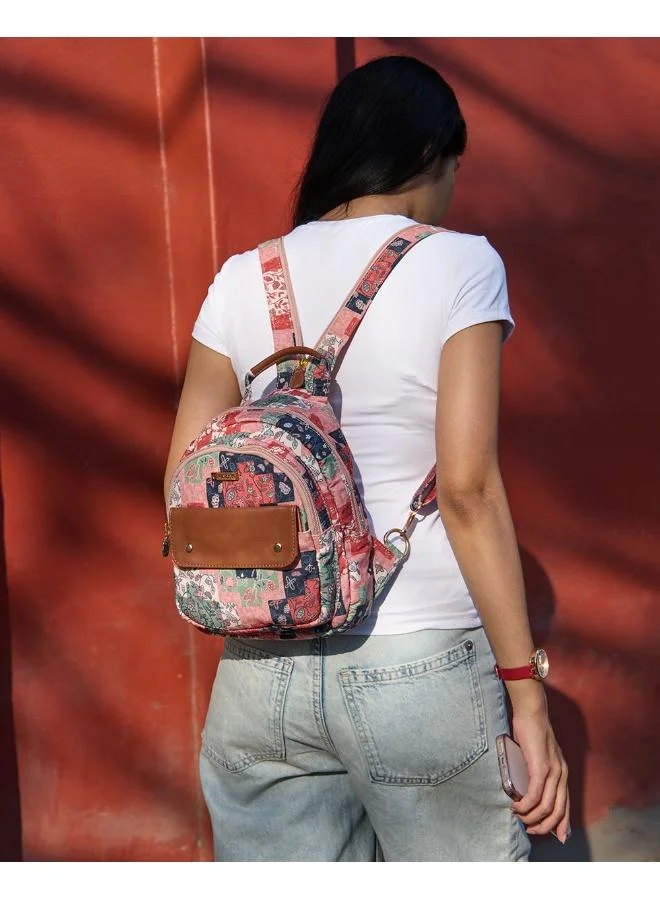 Chumbak Raasta Mini Backpack - Batik Patch-print