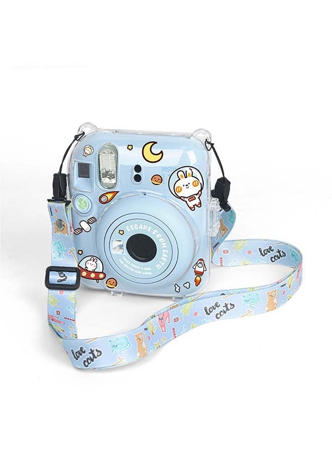 ماركة غير محددة حافظة صلبة واقية شفافة لكاميرا Fujifilm Instax Mini 12 الفورية مع حزام قابل للتعديل شفاف  - Image 2