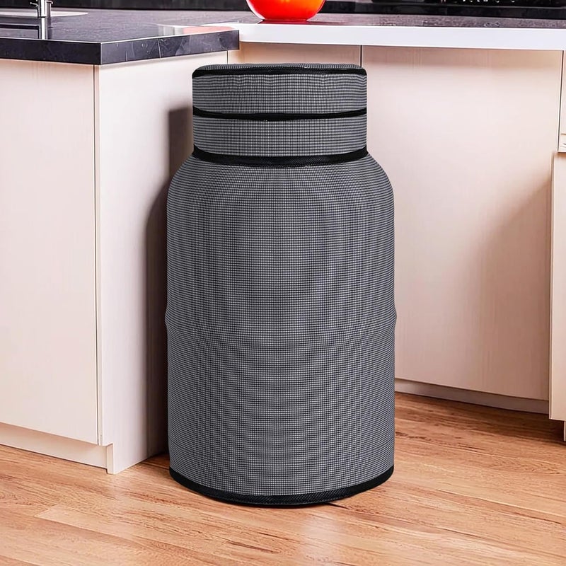 Kuber Industries Cylinder Cover | Cylinder Tank Cover | Cylinder Cover for Kitchen | Gas Cylinder Cover | PVC LPG Cylinder Cover | Foldable Cylinder Cover | Mini Check | Grey - Image 1