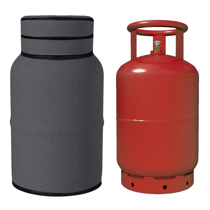Kuber Industries Cylinder Cover | Cylinder Tank Cover | Cylinder Cover for Kitchen | Gas Cylinder Cover | PVC LPG Cylinder Cover | Foldable Cylinder Cover | Mini Check | Grey - Image 2