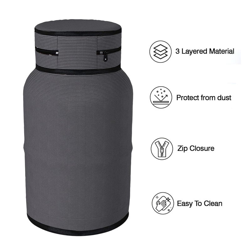 Kuber Industries Cylinder Cover | Cylinder Tank Cover | Cylinder Cover for Kitchen | Gas Cylinder Cover | PVC LPG Cylinder Cover | Foldable Cylinder Cover | Mini Check | Grey - Image 5