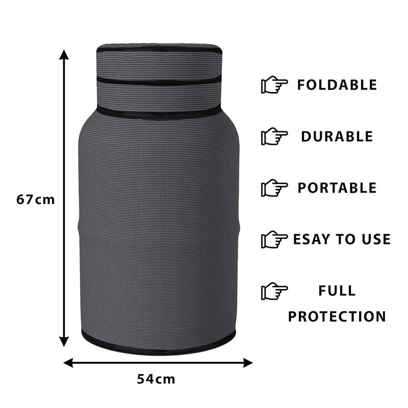 Kuber Industries Cylinder Cover | Cylinder Tank Cover | Cylinder Cover for Kitchen | Gas Cylinder Cover | PVC LPG Cylinder Cover | Foldable Cylinder Cover | Mini Check | Grey - Image 3